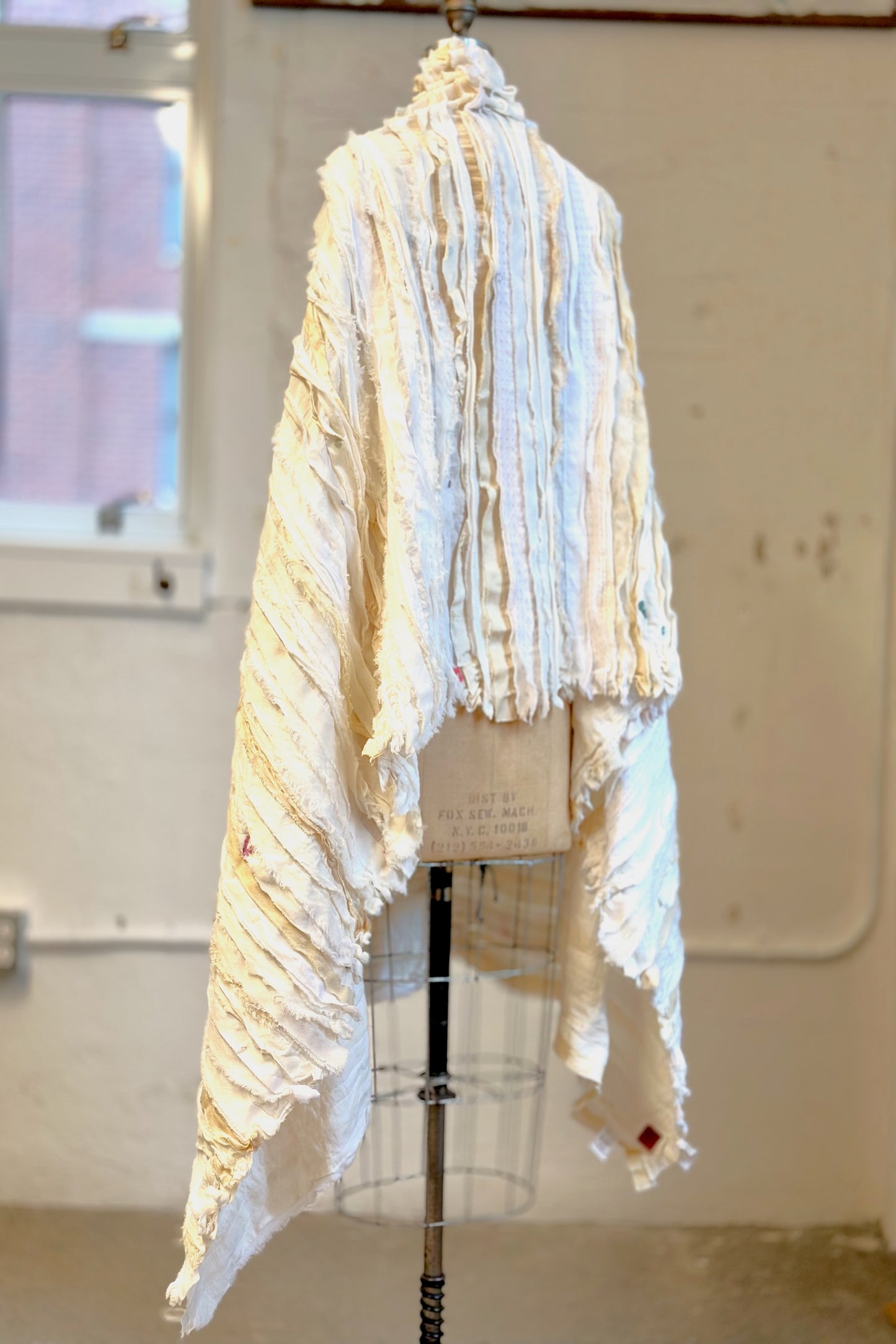 WAVY STRIPE KANTHA SMALL SHAWL - wv2830-ivy -