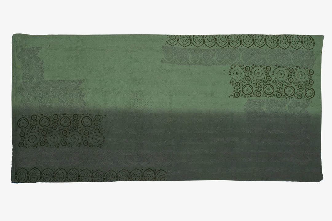 Vintage Fray Patch &amp; Ombre Kantha Day Bed Mattress Cover - Avocado