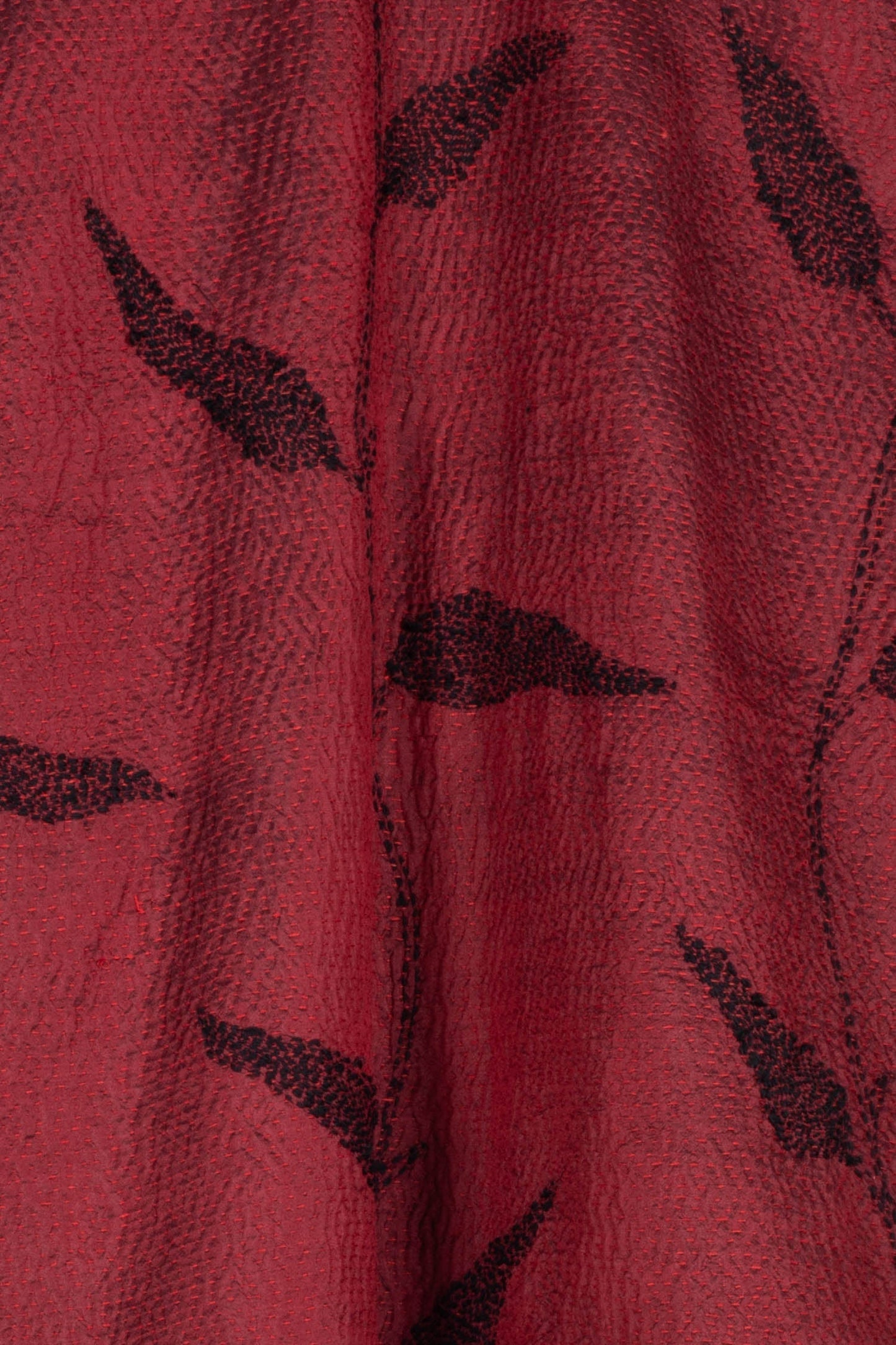 NIGHT BAMBOO SILK COTTON KANTHA CIRCULAR VEST - nb2201-red -