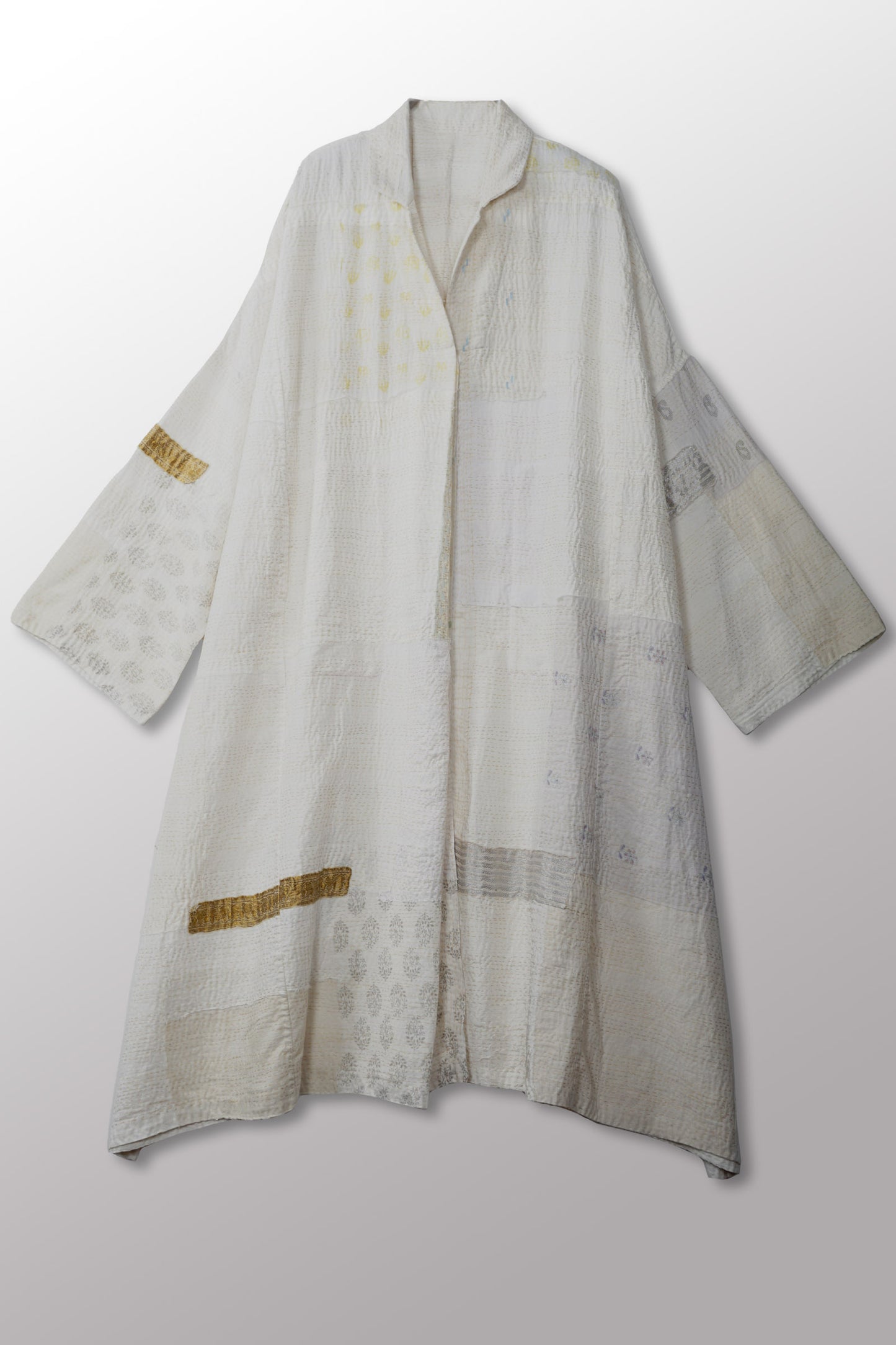 FRAYED PATCH KANTHA OVERSIZE DRESS - fi2432-ivy -