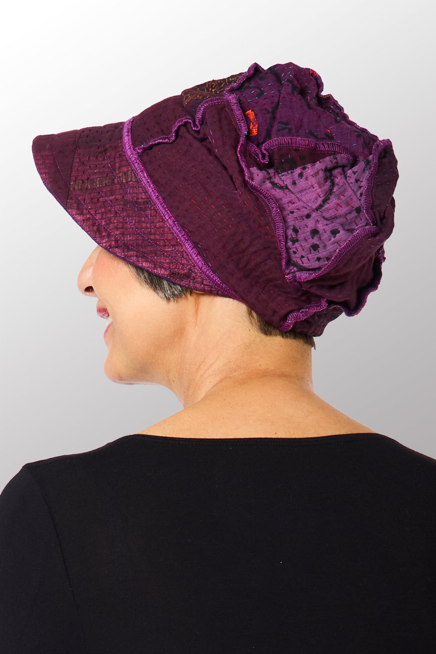 OMBRE PATCHED GOLD STAMP KANTHA HALF BRIM HAT - og4881-mlt -