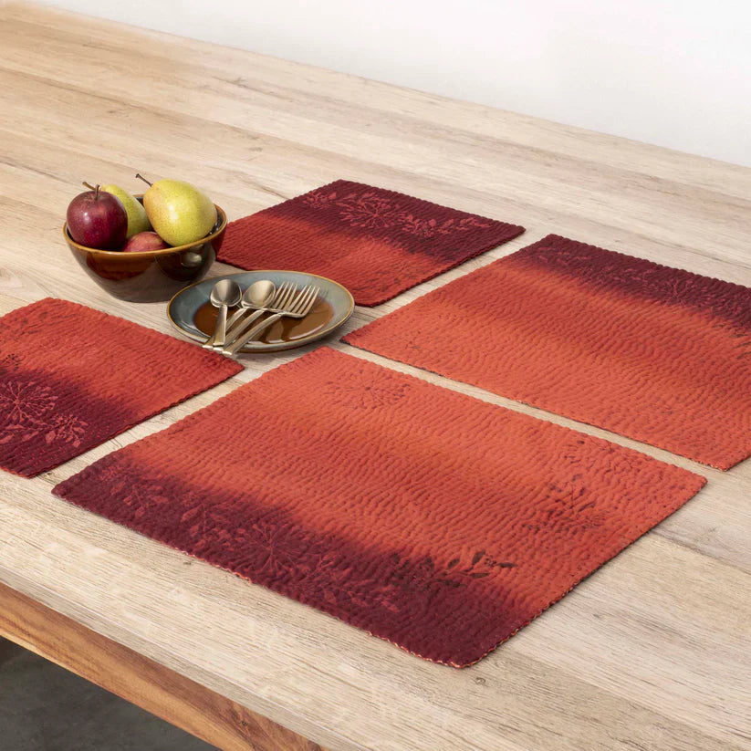 Ombre Patch Handmade Placemats - Orange (Set of 2)