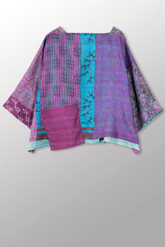 VINTAGE SILK KANTHA 3/4 SLV. CROP TOP MIO - sv2538-0011a -