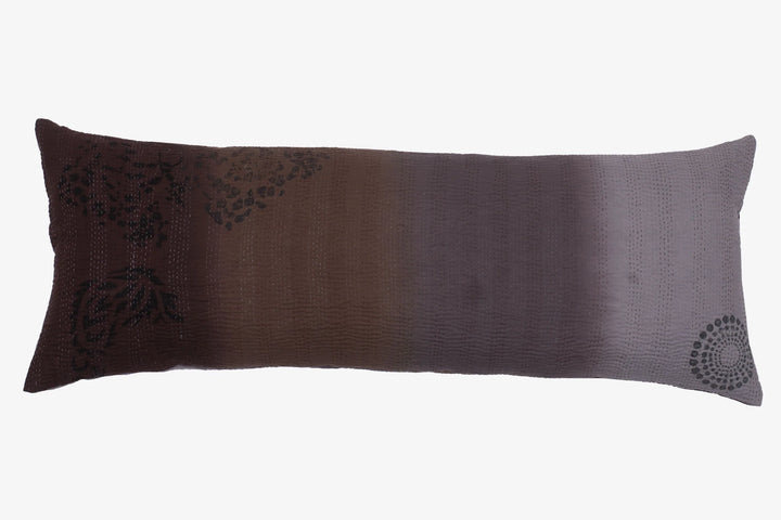 Cotton Ombre Handmade Kantha Lumber Pillow - Chocolate