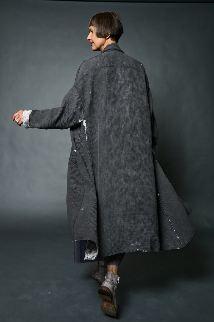 MUD DYE RIPPLE KANTHA NEW OVERSIZED COAT - yp4342-gry -
