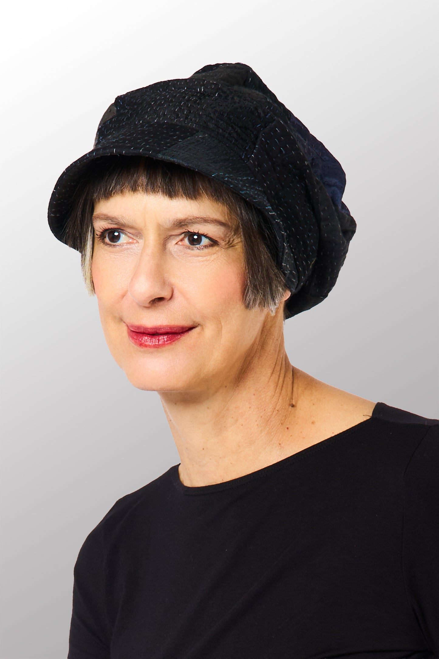 JAIPUR PATCH KANTHA HALF BRIM HAT - jp4881-blk -