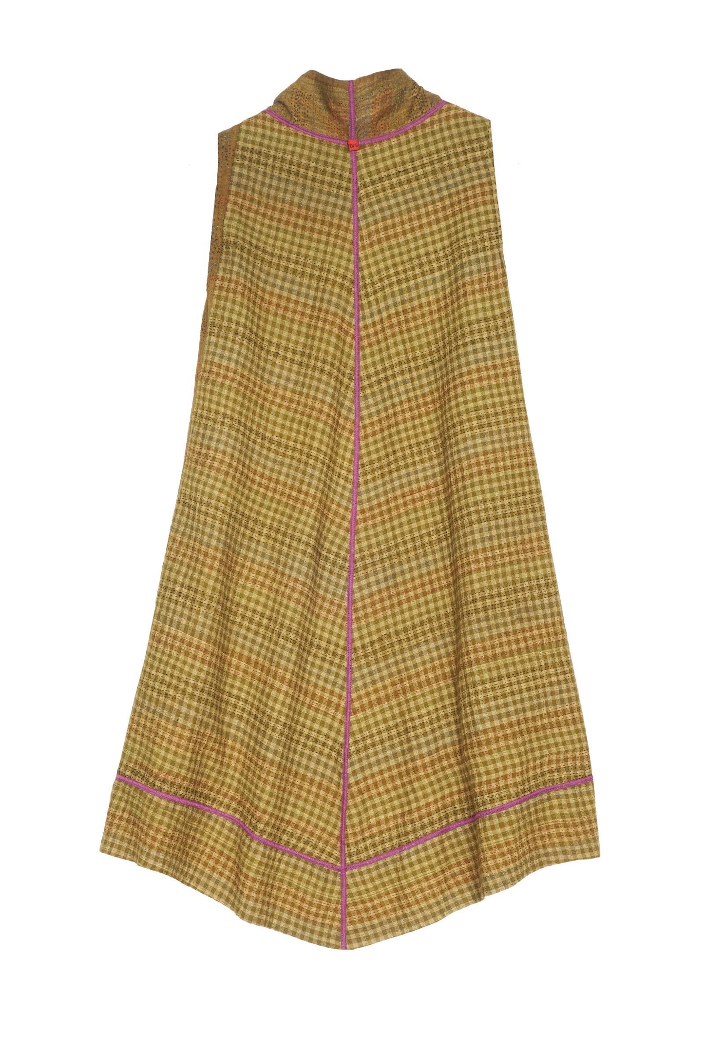 GREEN STRIPE W VINTAGE BACKING KANTHA A-LINE VEST - gt2203-grn -