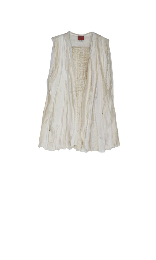 WAVY STRIPE KANTHA SHORT VEST - wv2229-ivy -