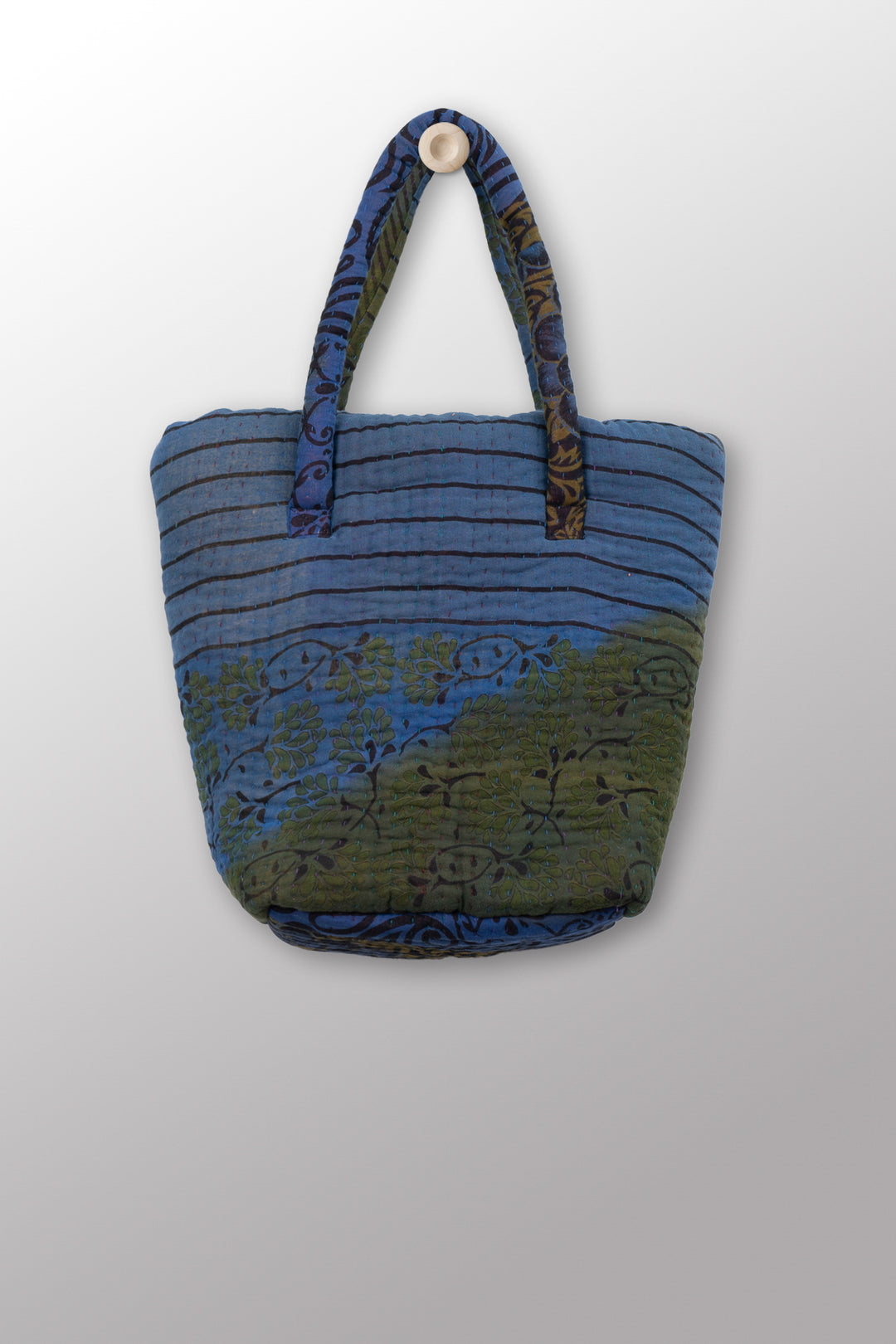 Quilted Overdye Cotton Kantha Bucket Tote 
