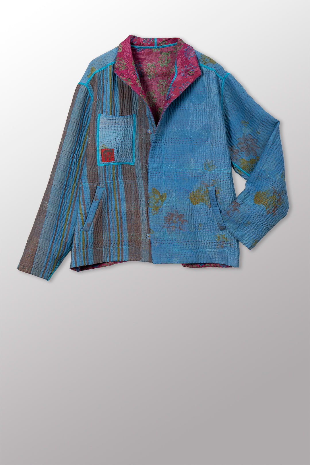VINTAGE SILK GEORGETTE COTTON KANTHA MEN&