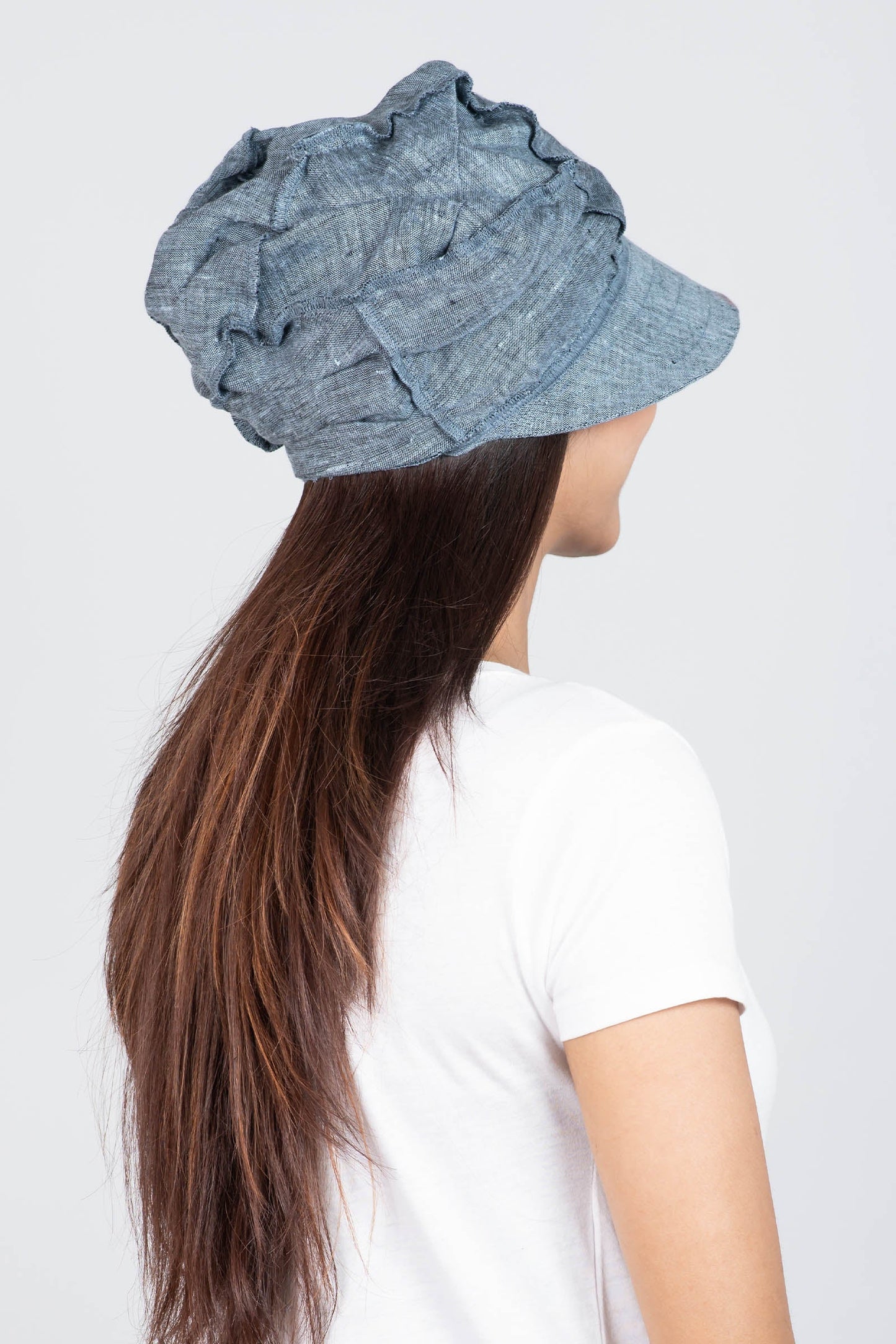 LINEN HALF BRIM HAT - ln1881-blu -