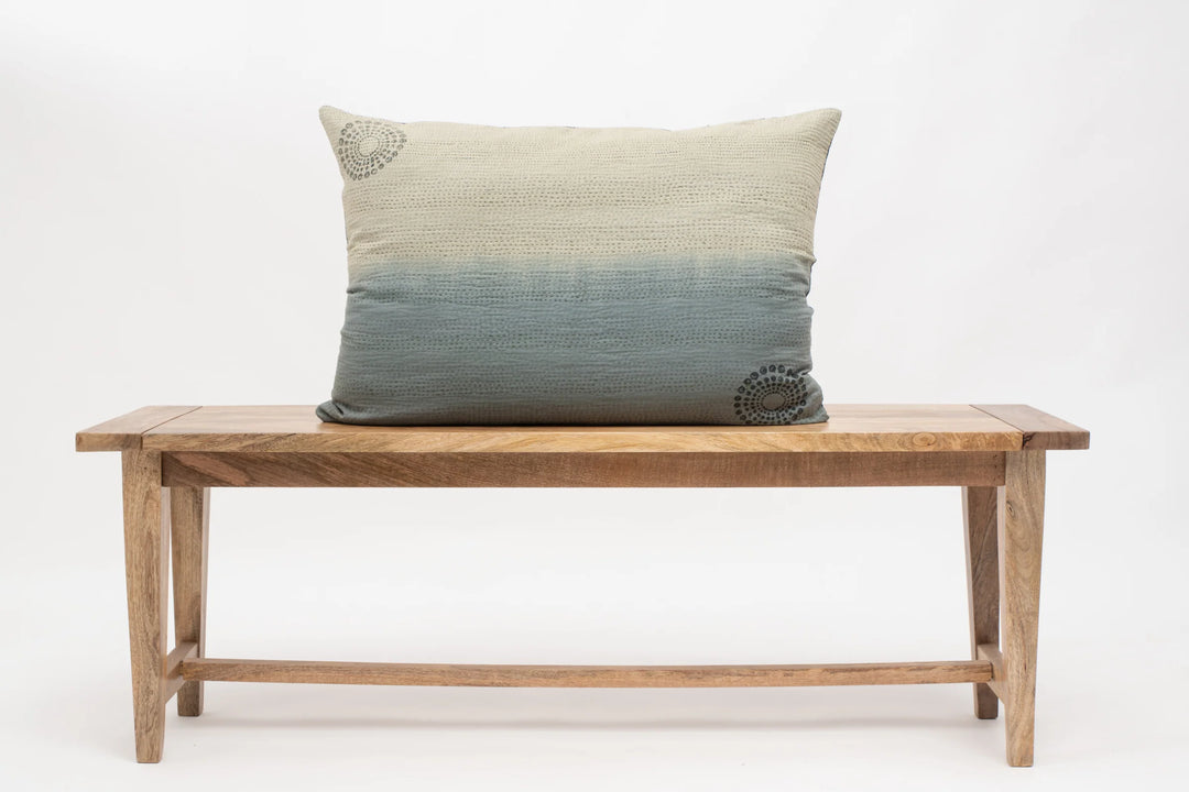 Cotton Ombre Handmade Vintage Kantha Pillow - Indigo