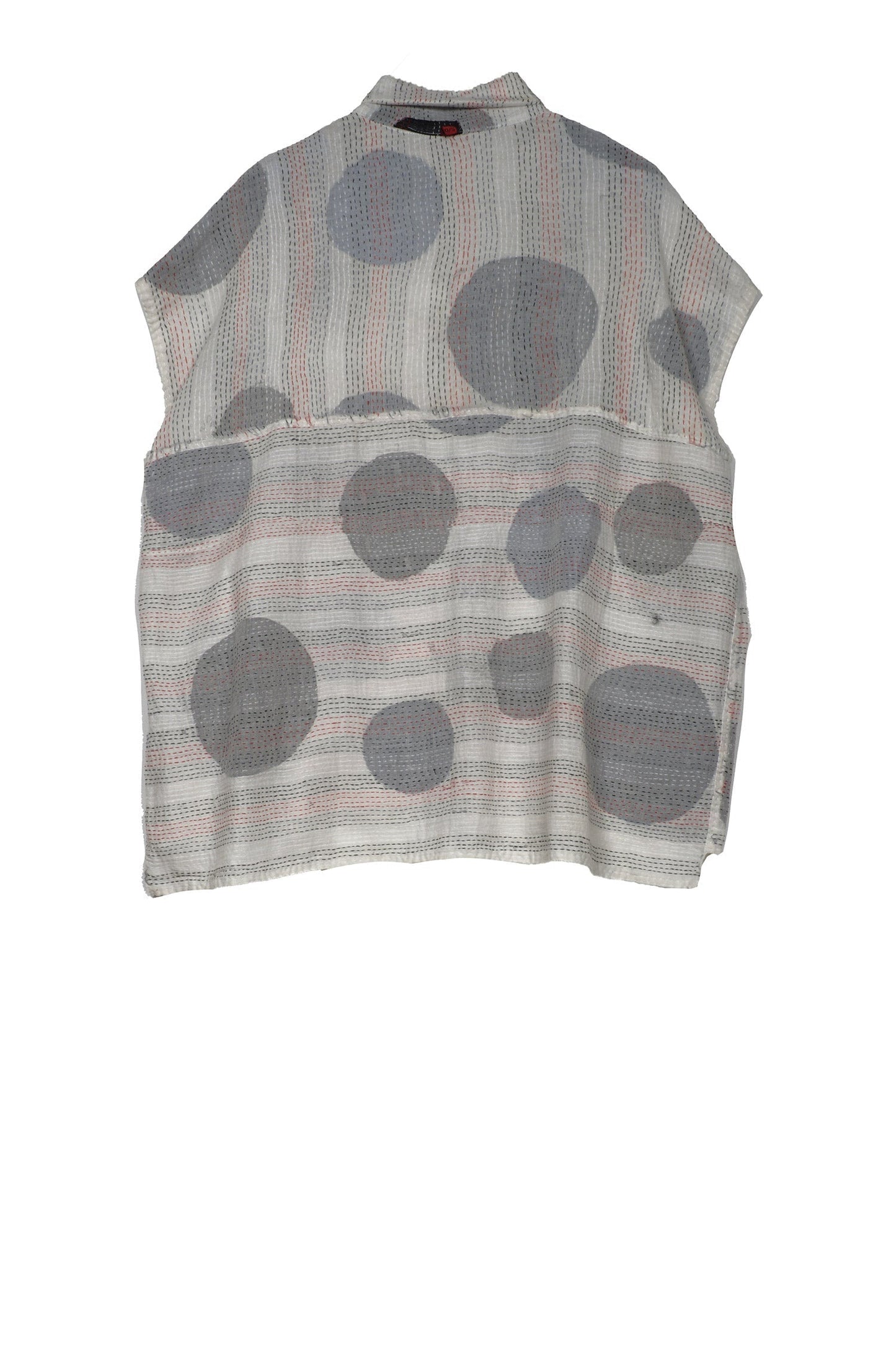 CUT OUT KANTHA CAP SLV. SHIRT - ck2530-wht -