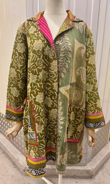VINTAGE COTTON KANTHA A-LINE DUSTER - cv4311-0111a -