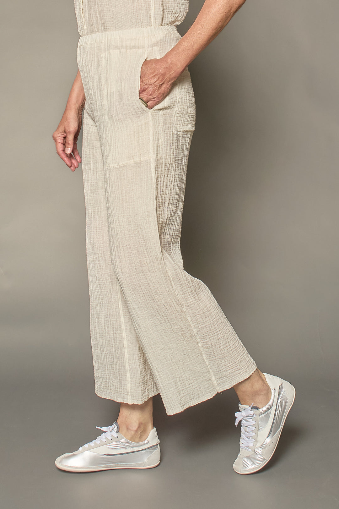 RIPPLE KANTHA SEMI WIDE TROUSERS - rp2679-wht -