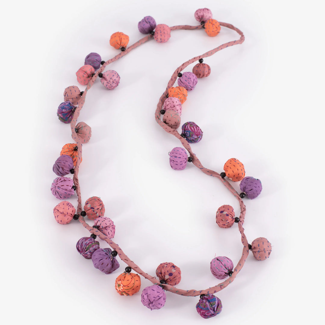 COLLIER LONG EN SOIE VINTAGE KANTHA TWIGG - sv2720-pik -