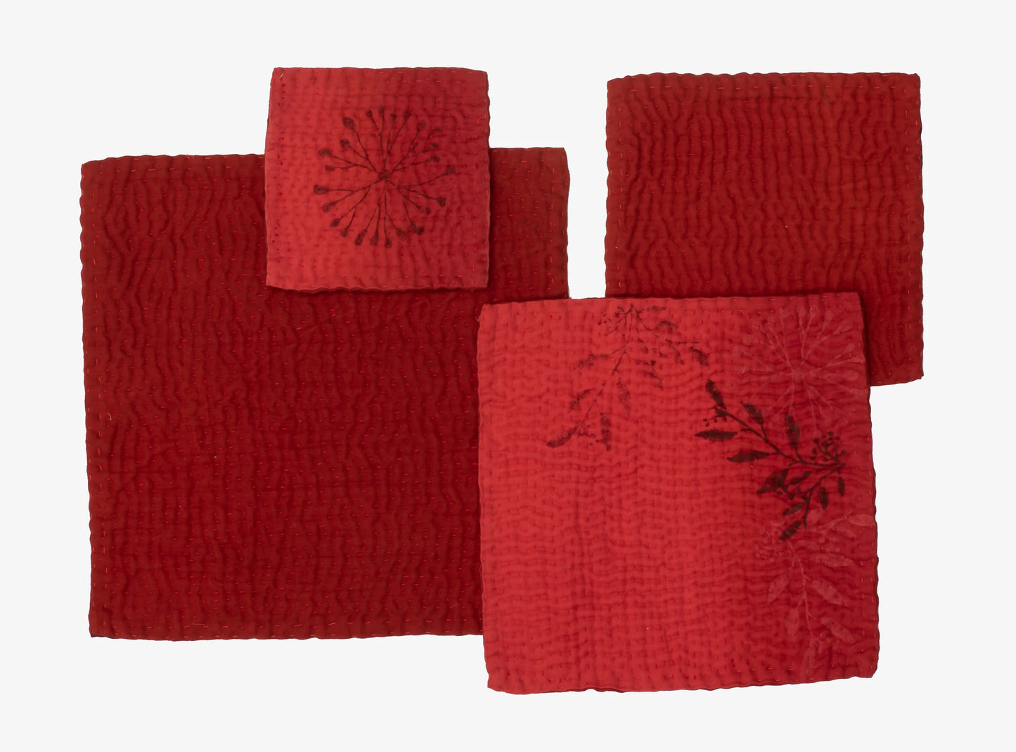 Vintage Fray Patch & Ombre Kantha Coaster -Carrot -