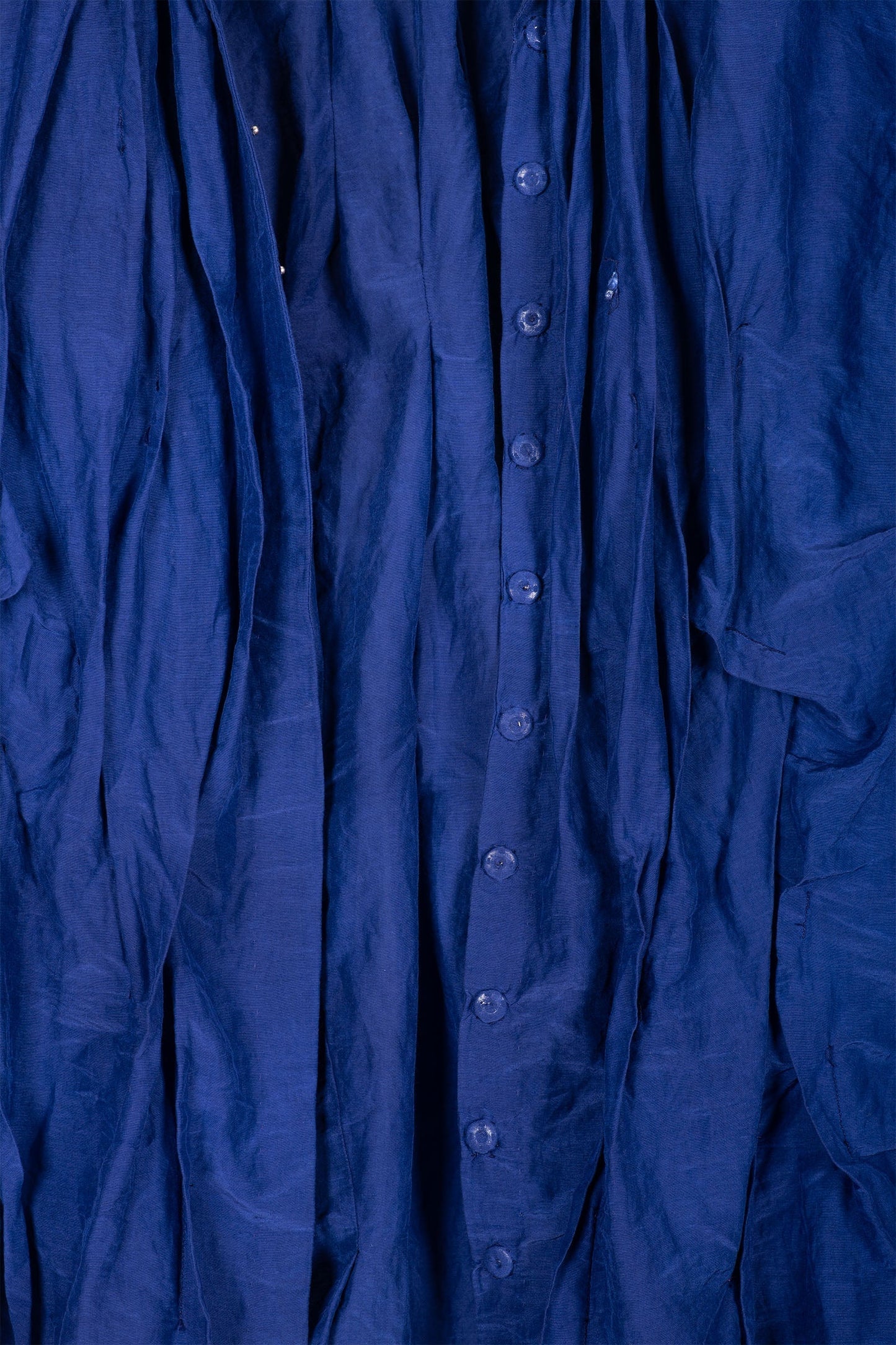 DYED COTTON SILK VOILE WAVY TUCKED SHIRT - dc1541-blu -