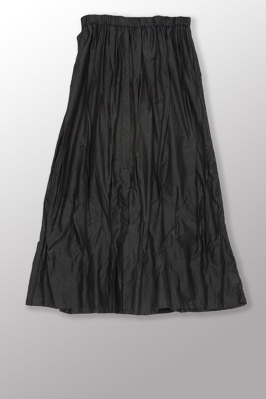 DYED COTTON SILK VOILE WAVY FRONT OPEN LONG SKIRT - dc1660-gry -