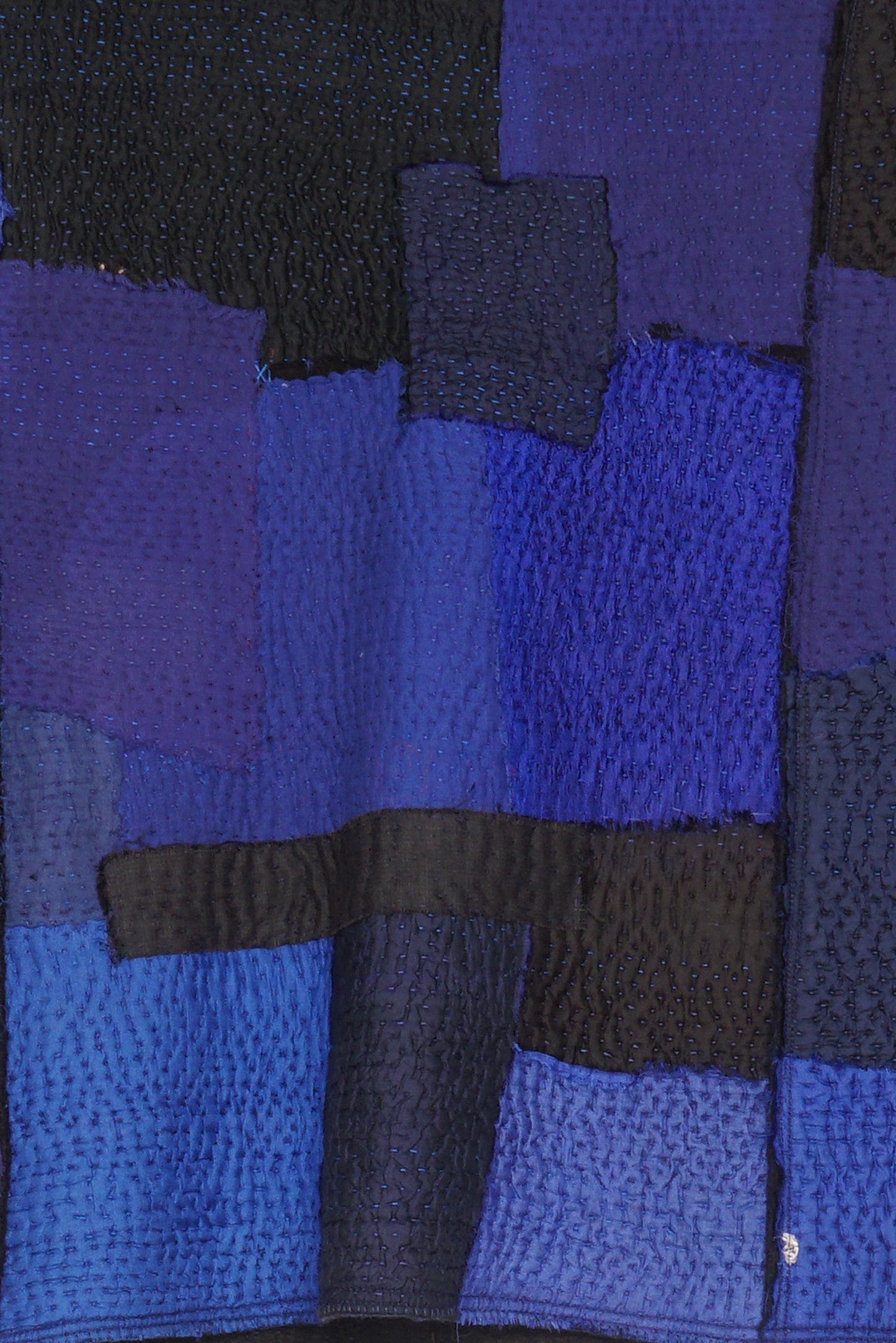 BOILED WOOL KANTHA CREW NECK FITTED VEST MEDIUM - wb2233-blu -