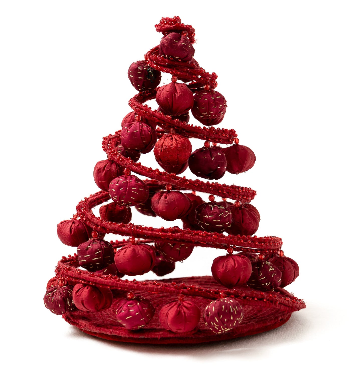 Christmas tree (metallic kantha) - Red