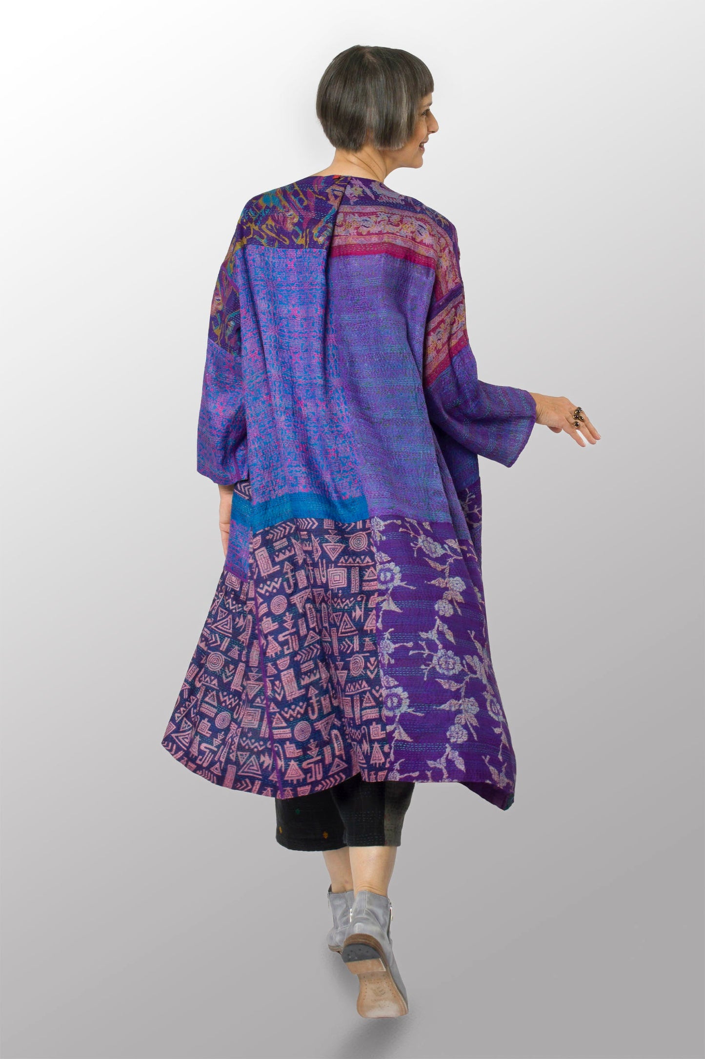 VINTAGE SILK KANTHA LONG DUSTER - sv2328-0008a -