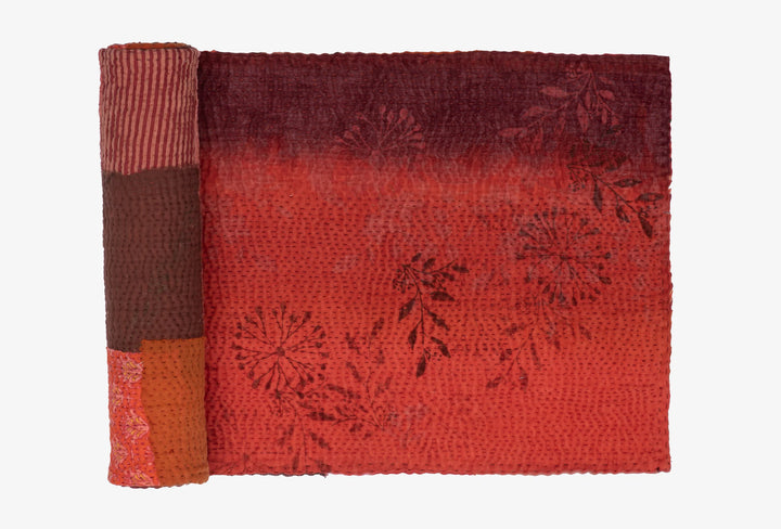 Ombre Patch Kantha Table Runner - Orange