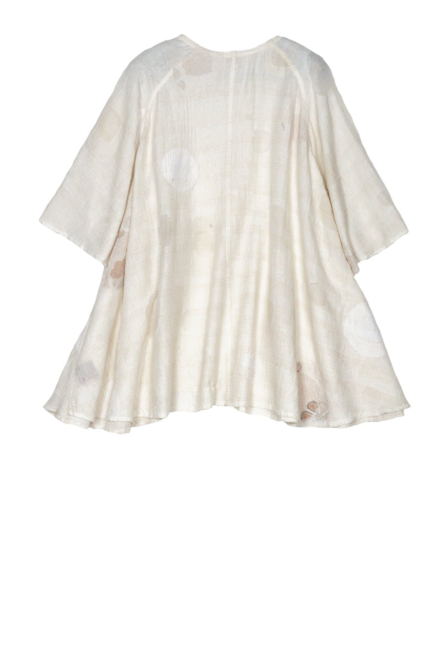 CUT THROUGH DOT AND HOLES KANTHA PUFF SLV. FLARE TOP - cd2543-ivy -