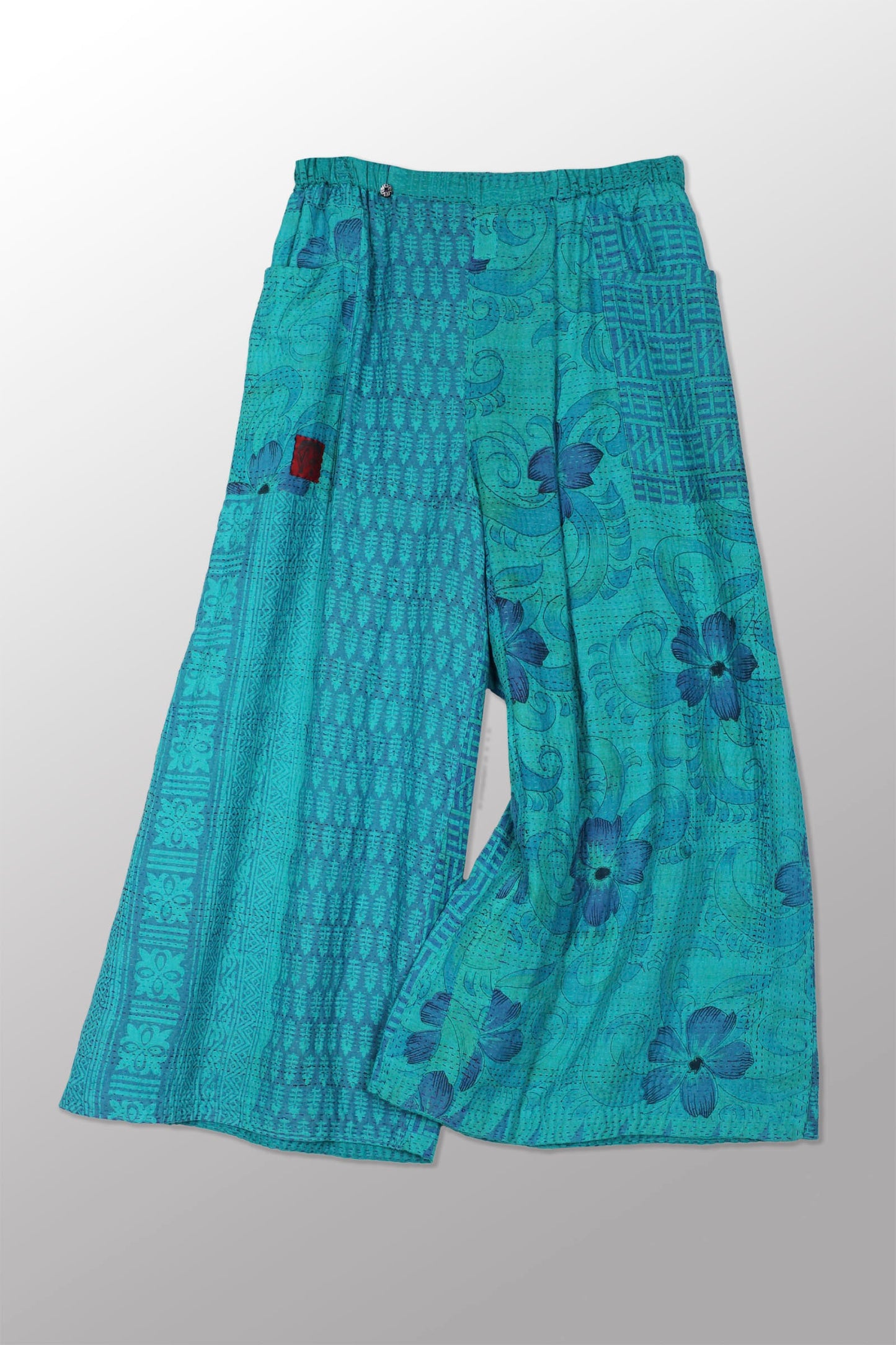 COTTON OVERDYE KANTHA WRAP WIDE PANTS - ov2649-ctuq001m -
