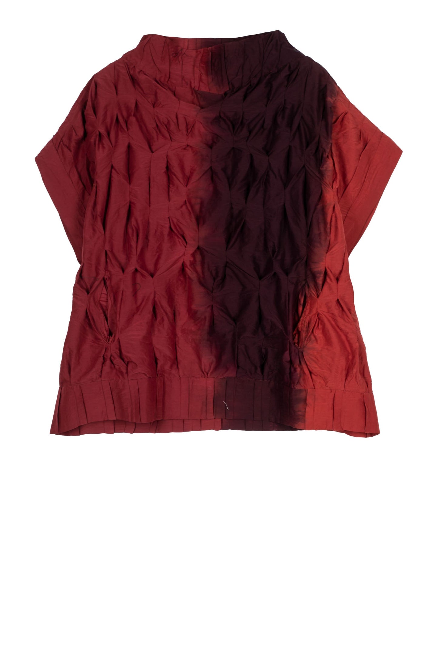 DYED COTTON SILK HEAVY VOILE WAVY TUCK PULLOVER VEST - dh1242-ord -