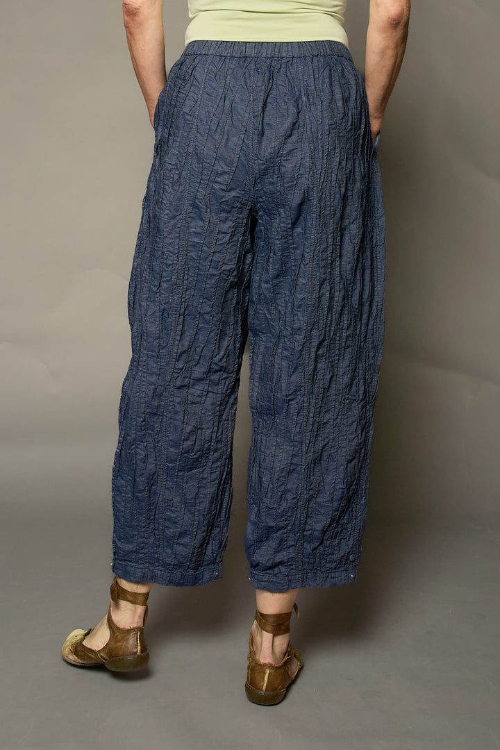 DENIM RANDOM TUCK BARREL PANTS - rm1641-nvy -