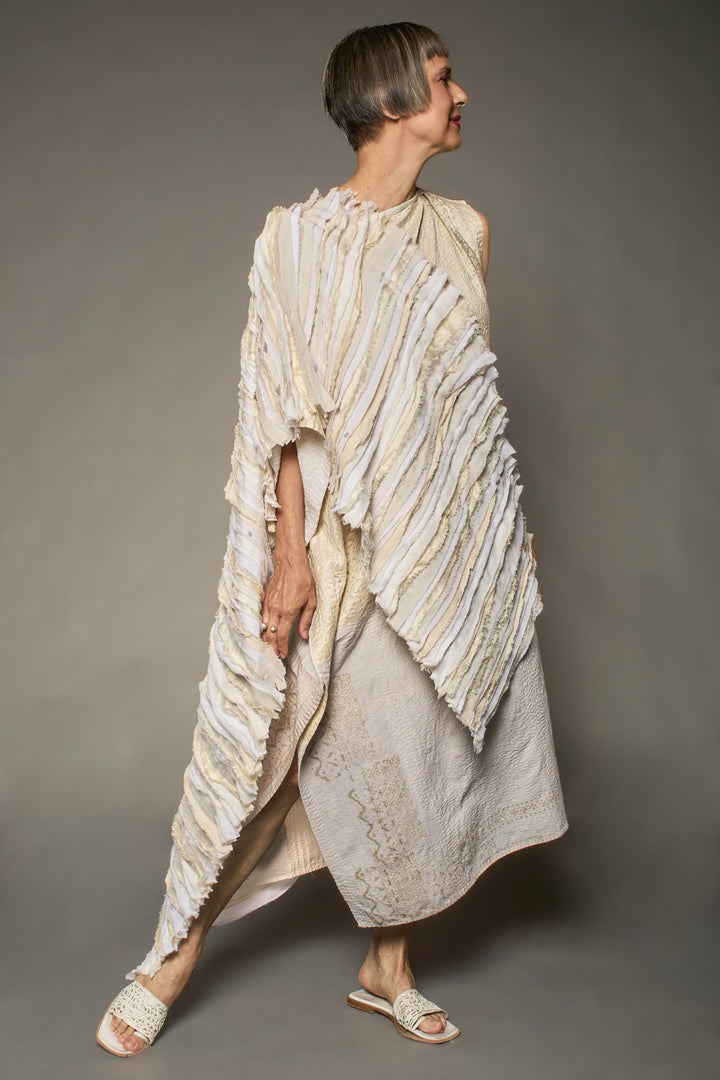 WAVY STRIPE KANTHA SCARF STANDARD - wv2801-ivy -