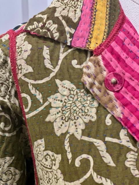 VINTAGE COTTON KANTHA A-LINE DUSTER - cv4311-0111a -