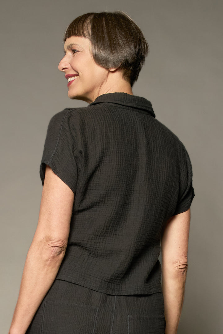 RIPPLE KANTHA ESSENTIAL SHIRT BLOUSE - rp2t111-blk -
