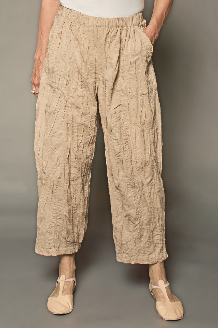 CAMBRIC COTTON RANDOM TUCK BARREL PANTS - ra1641-ntl -