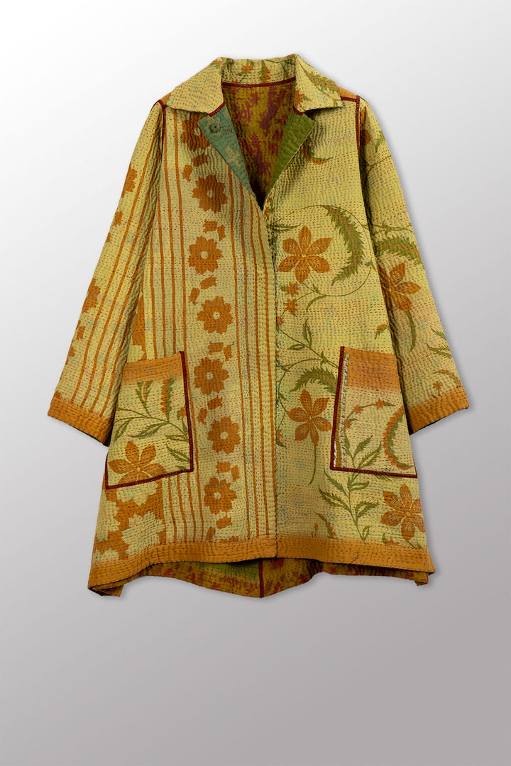 COTTON OVERDYE KANTHA A-LINE DUSTER - ov4311-cylw001a -