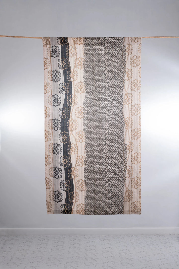 Kimono Cotton Kantha Curtain - Gray
