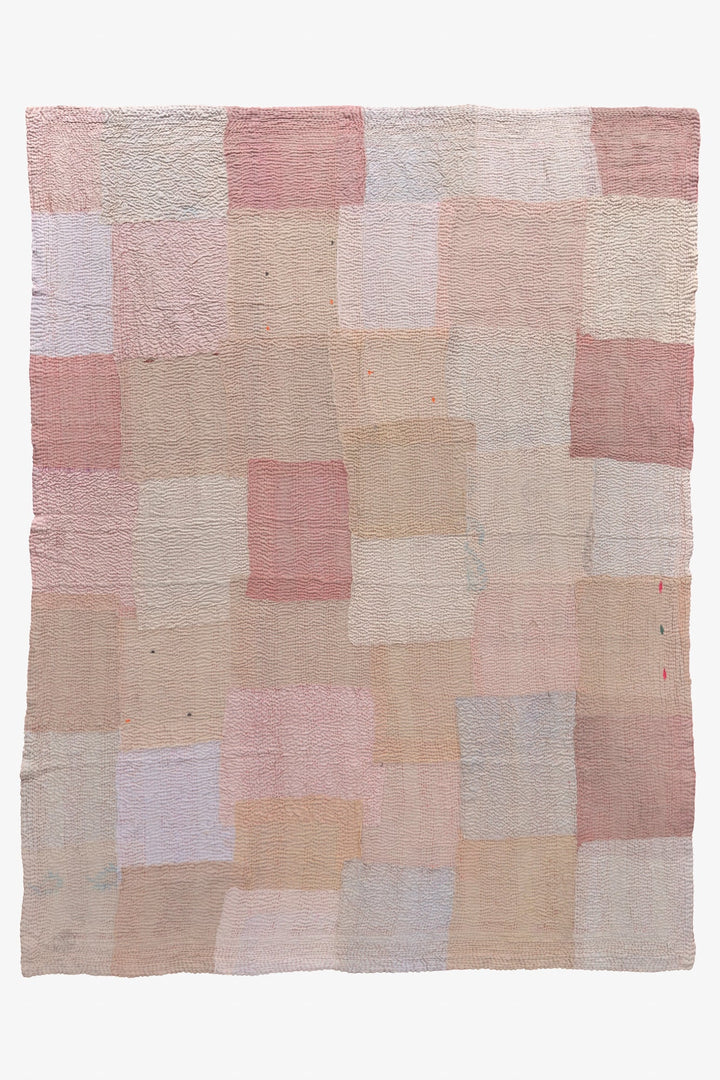 Mosaic Fray Handmade Vintage Kantha Quilts -Shallot