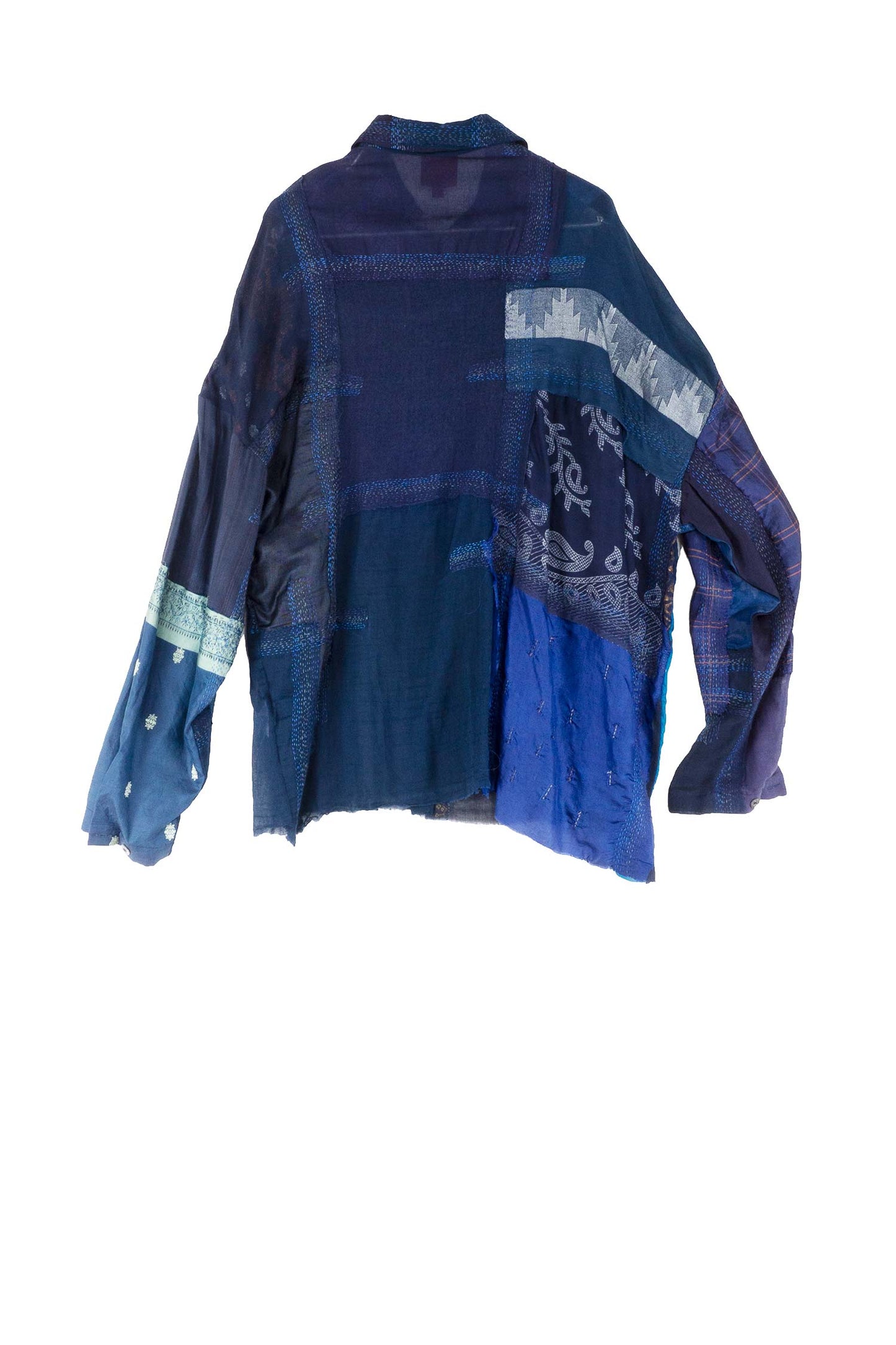 MOSAIC TILE PATCH KANTHA CAMP SHIRT - mt1525-nvy -