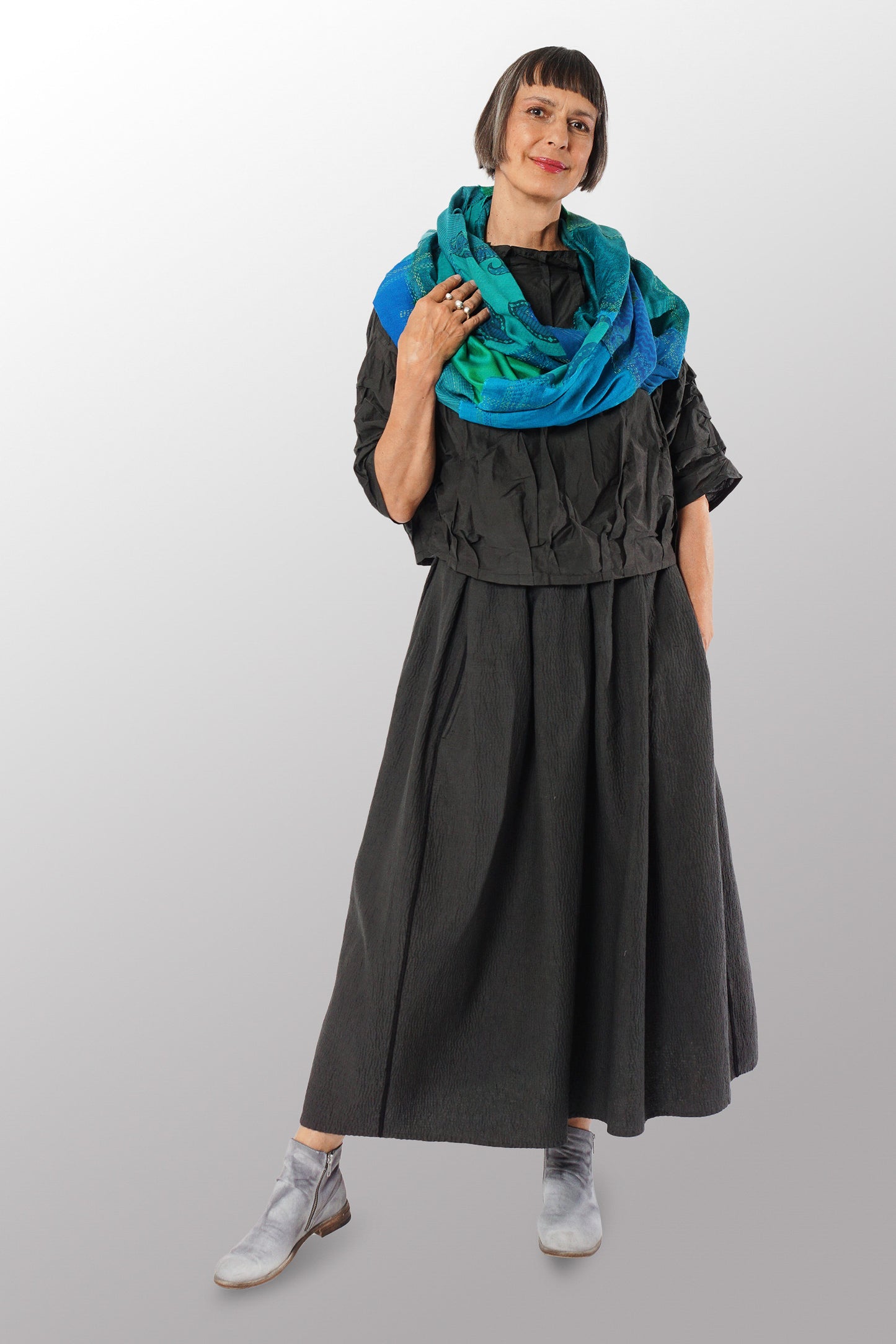 MOSAIC PATCH KANTHA INFINITY SCARF - mz1816-blu -