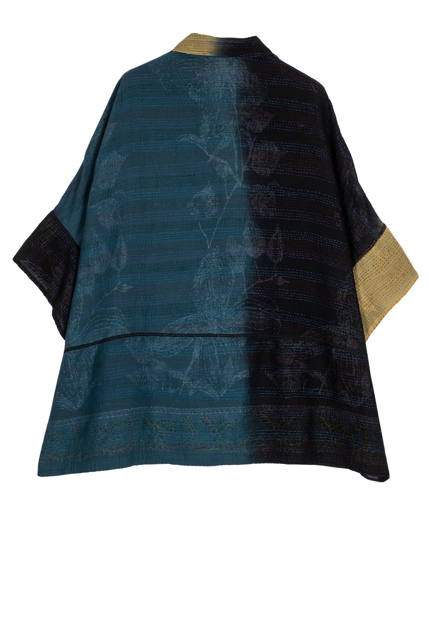 ORGANIC LEAVES KANTHA WIDE SHIRT - ol2546-blk -