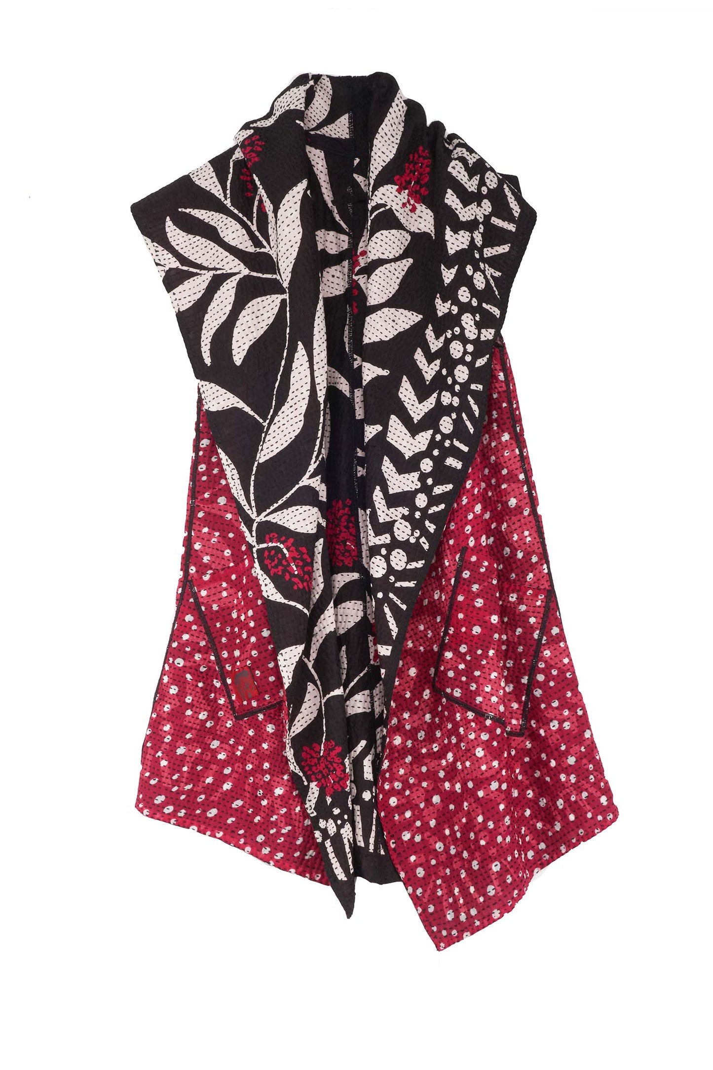 WHITE LEAF BBK KANTHA CIRCULAR VEST - mb2201-blk -