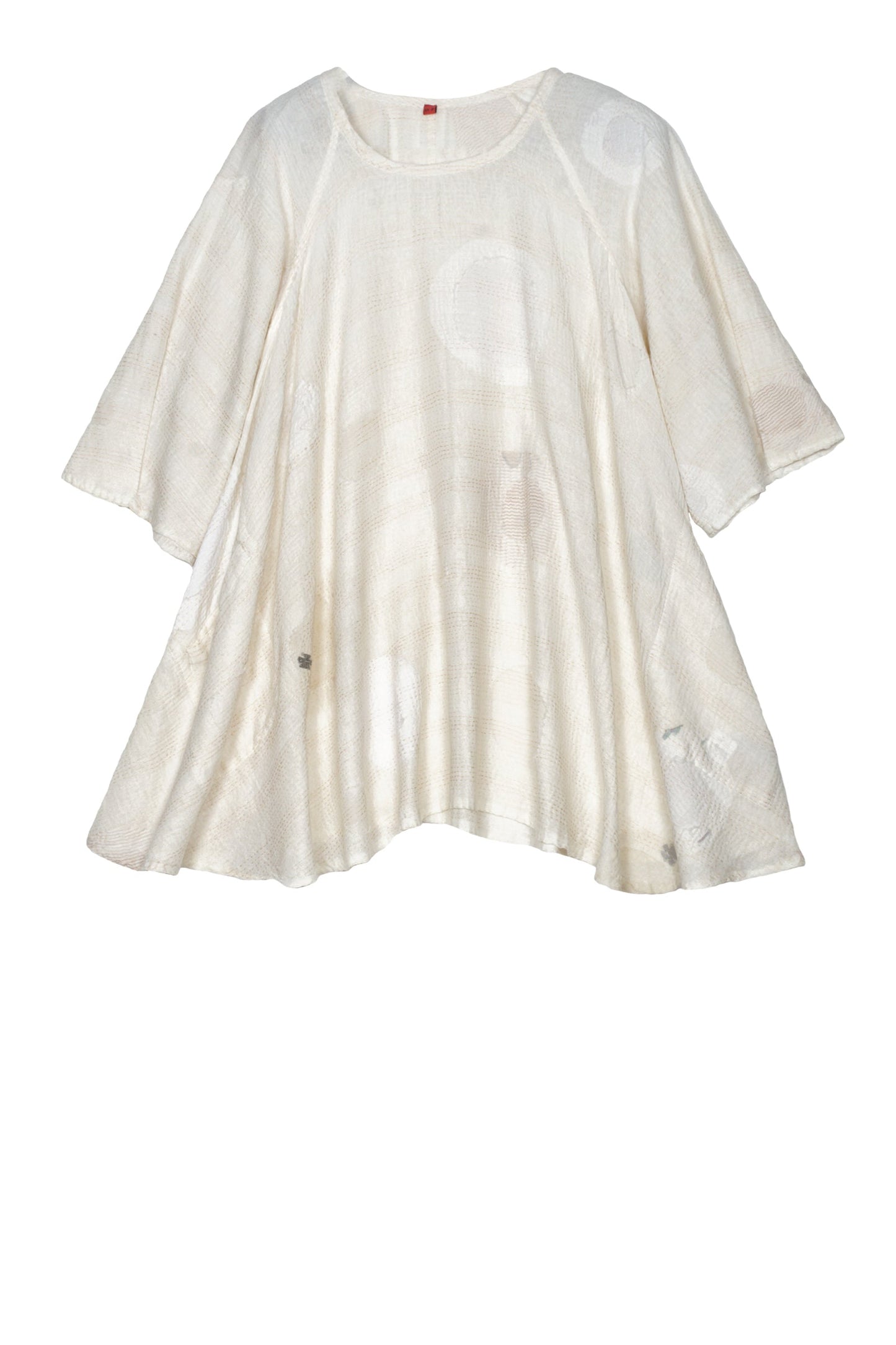 CUT THROUGH DOT AND HOLES KANTHA PUFF SLV. FLARE TOP - cd2543-ivy -