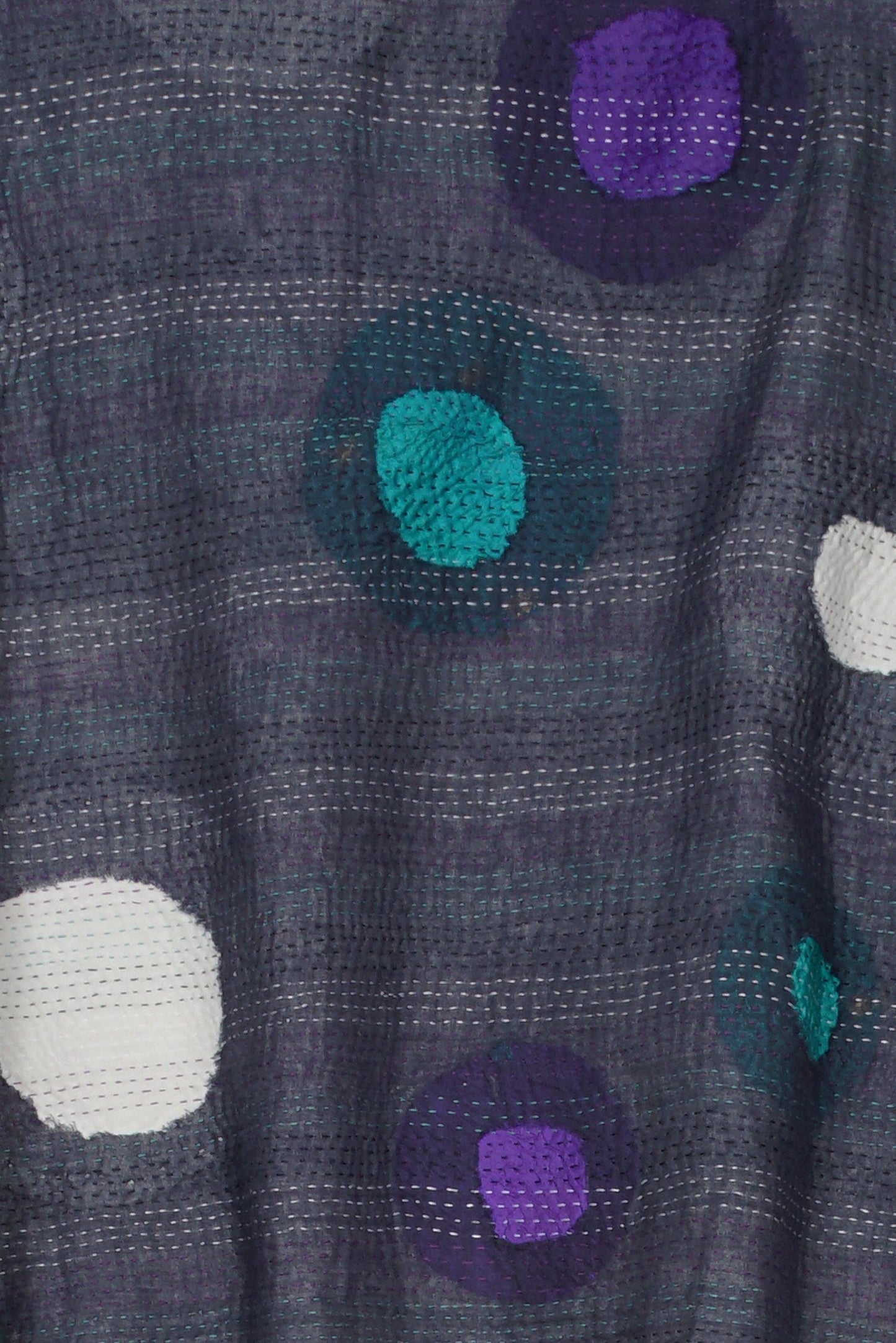 CUT OUT KANTHA 3/4 SLV. CROP TOP - ck2528-blu -