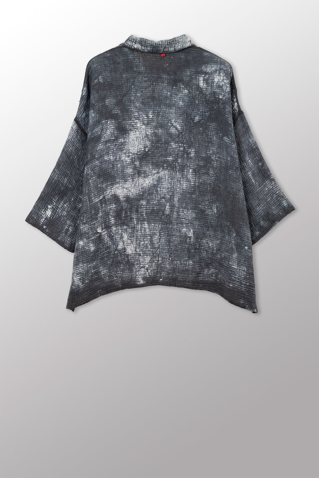 MUD DYE RIPPLE KANTHA CROPPED TENT SHIRT - yp2596-gry -