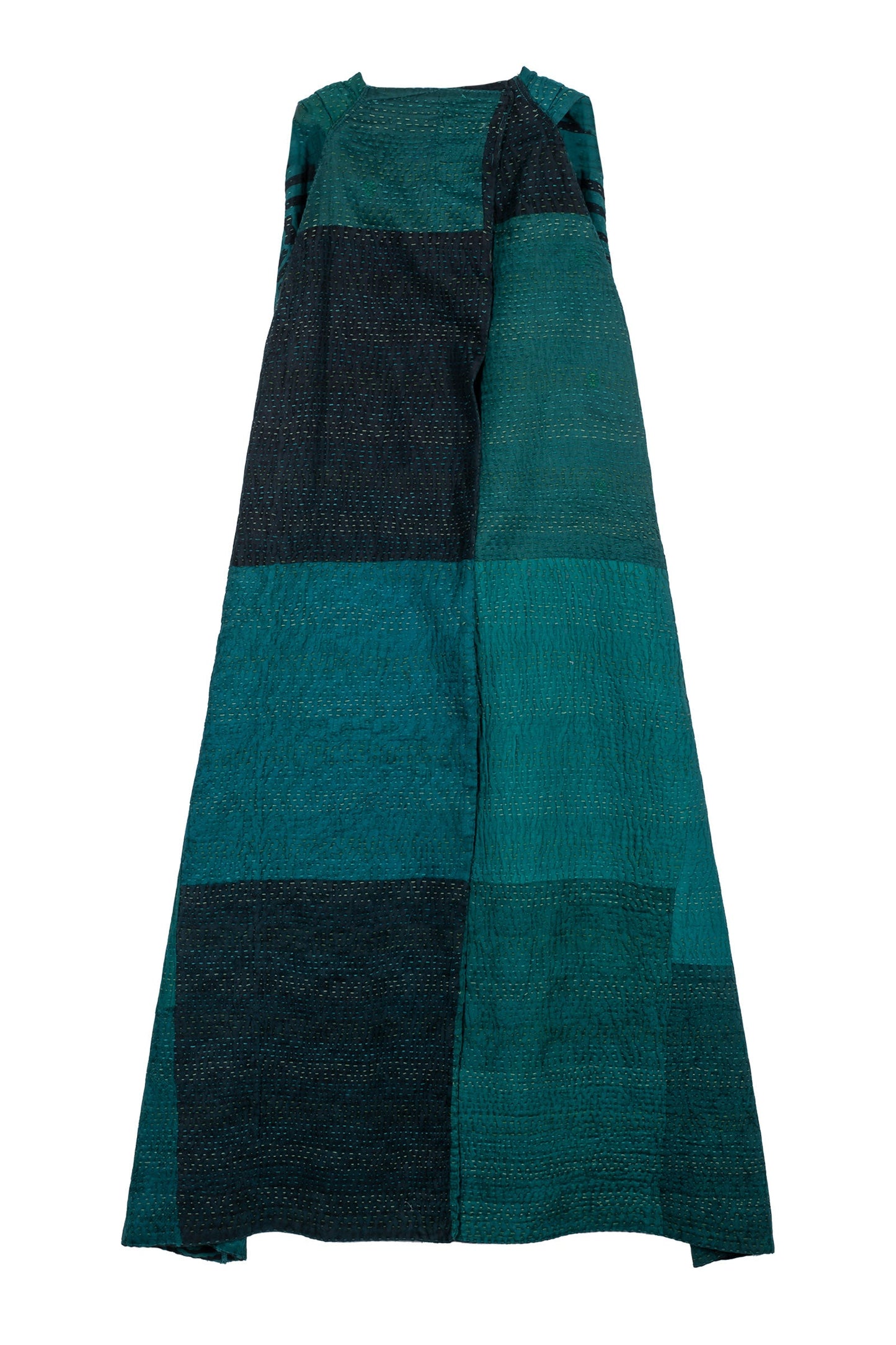 EMERALD GREEN KANTHA BACK PLEATED VEST MAX - eg4222-tel -