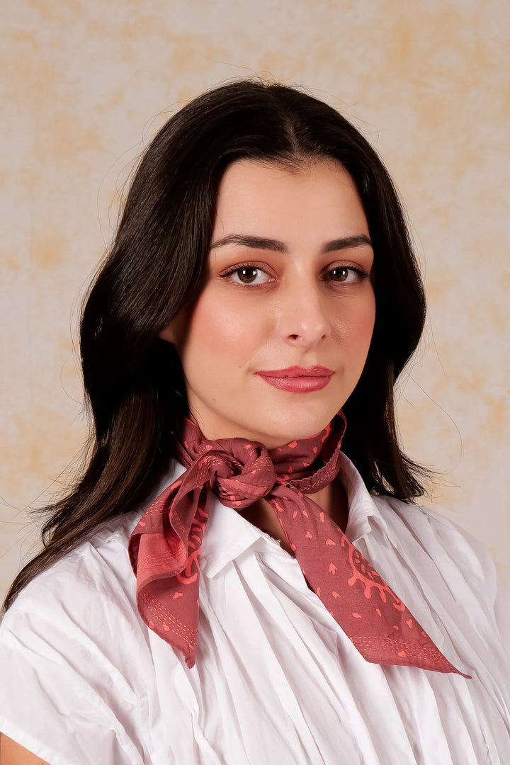 Bandana  Handmade Cotton Square kantha - Orange
