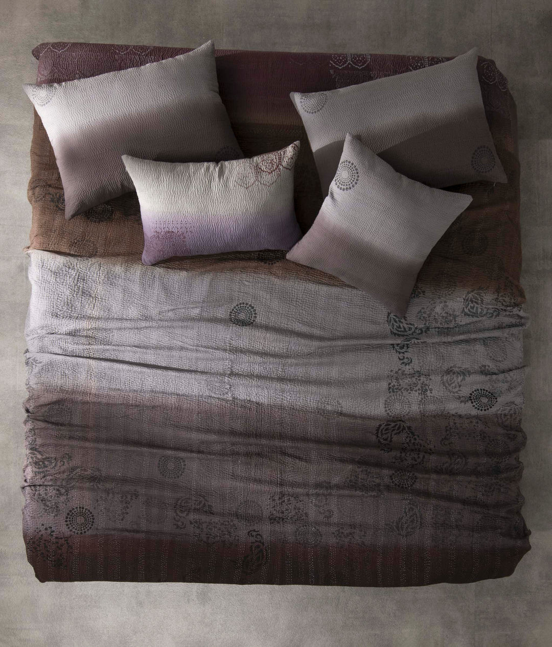 Ombre With Fray Patch Handmade Vintage Quilts - Chocolate