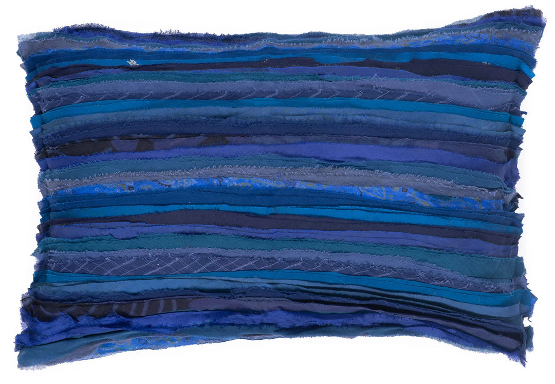 Wavy Stripe Vintage Patch Pillow Sham - Blue
