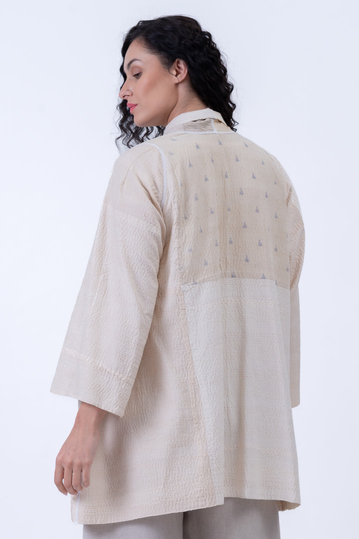 JAIPUR WHITE KANTHA A-LINE JKT - jw2003-ivy -